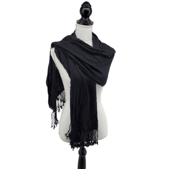 JONES NEW YORK BLACK 100% VISCOSE SCARF XL - Picture 4 of 7